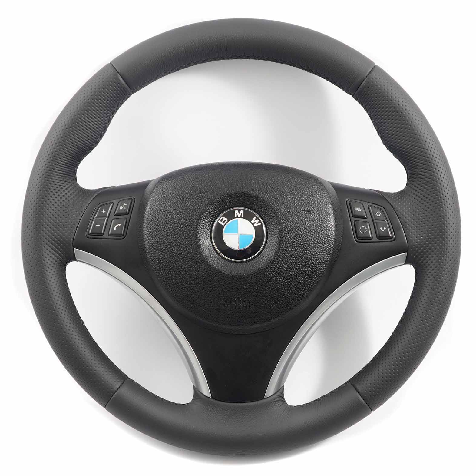 BMW E81 E82 E87 E90 E91 E92 NEW Black Leather M Sport Look Steering Wheel Trim