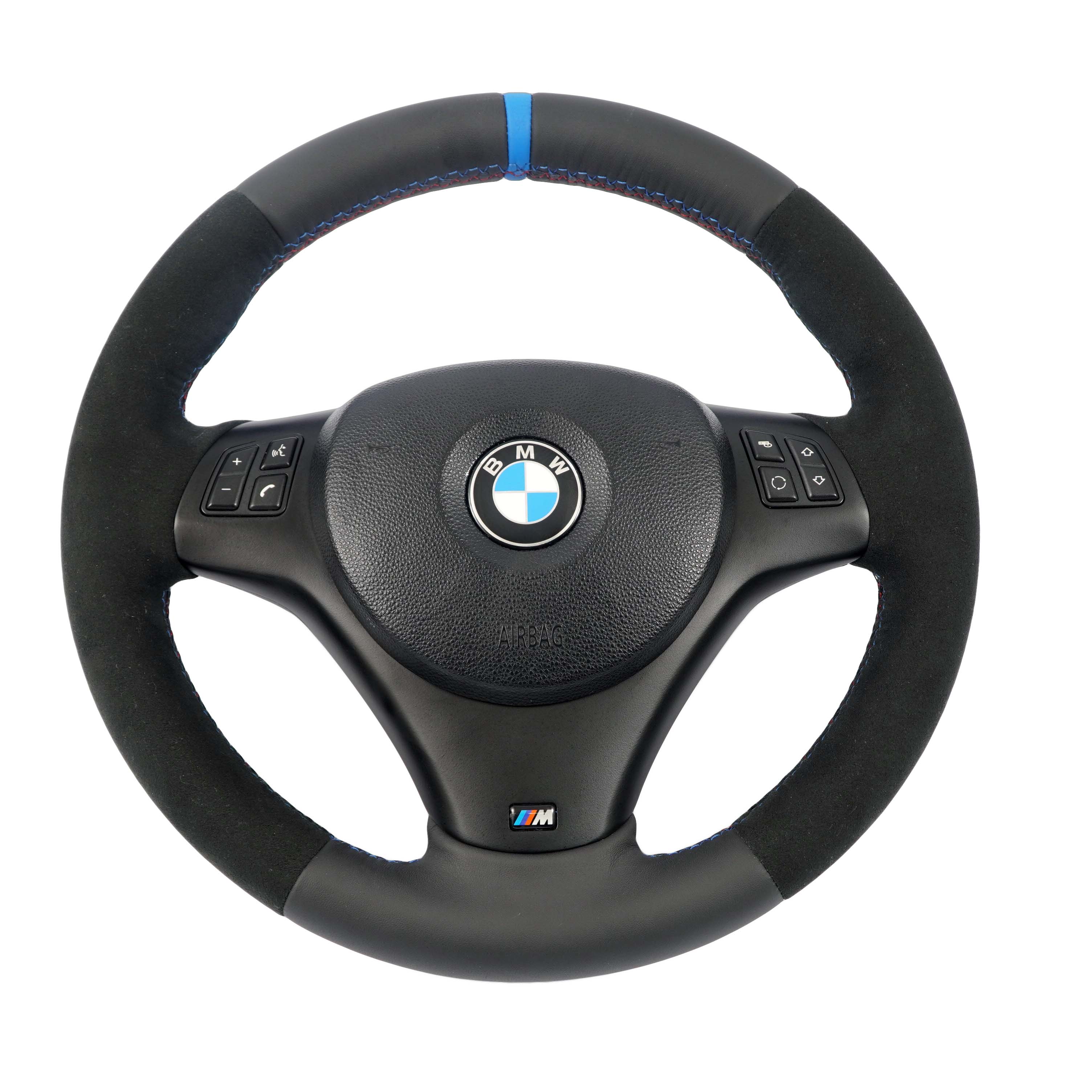 BMW E87 E90 E91 E92 NEW Black Leather / Alcantara M-Sport Steering Wheel Thick 