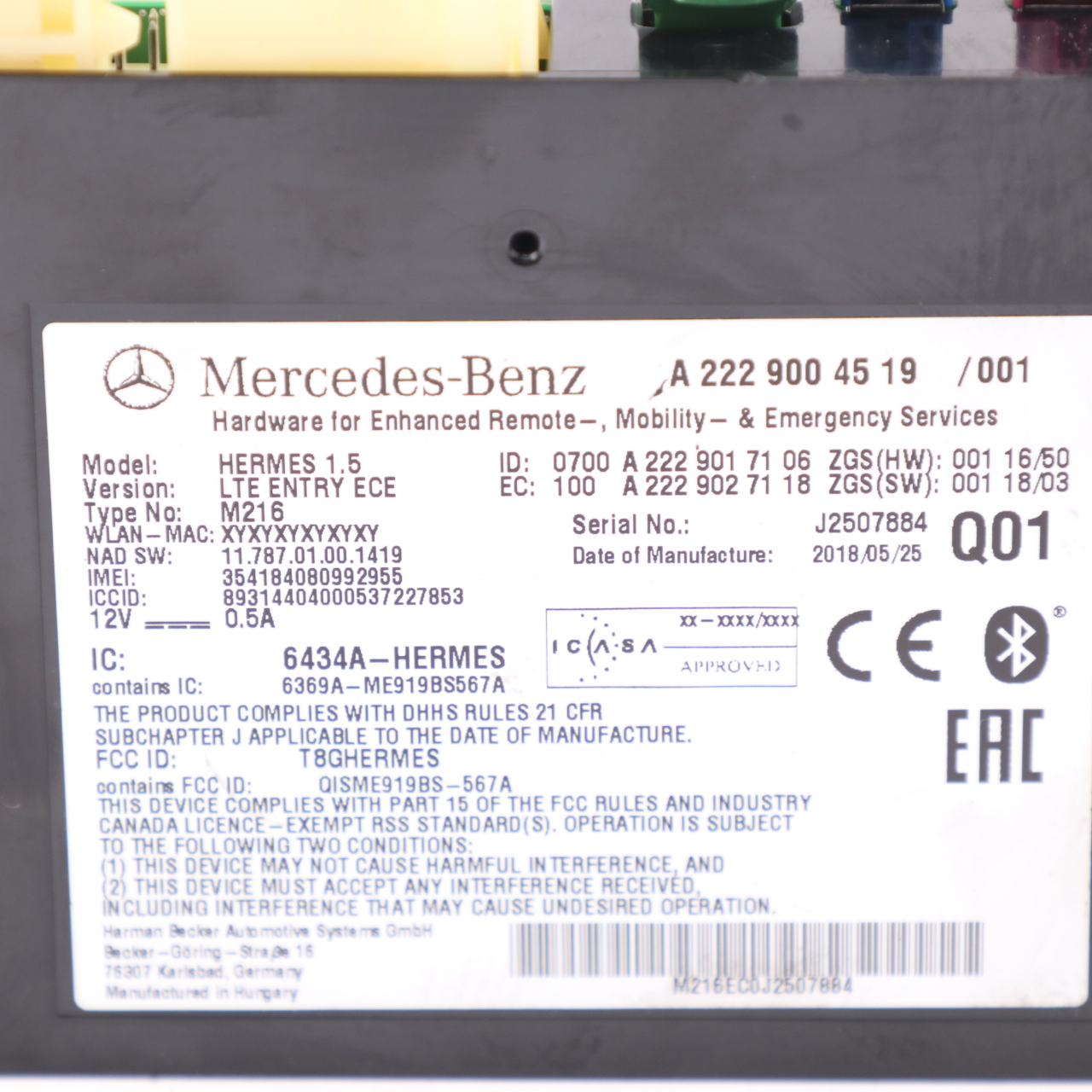 Mercedes R172 C117 W176 Moduł Sterownik Komunikacji Hermes LTE A2229004519