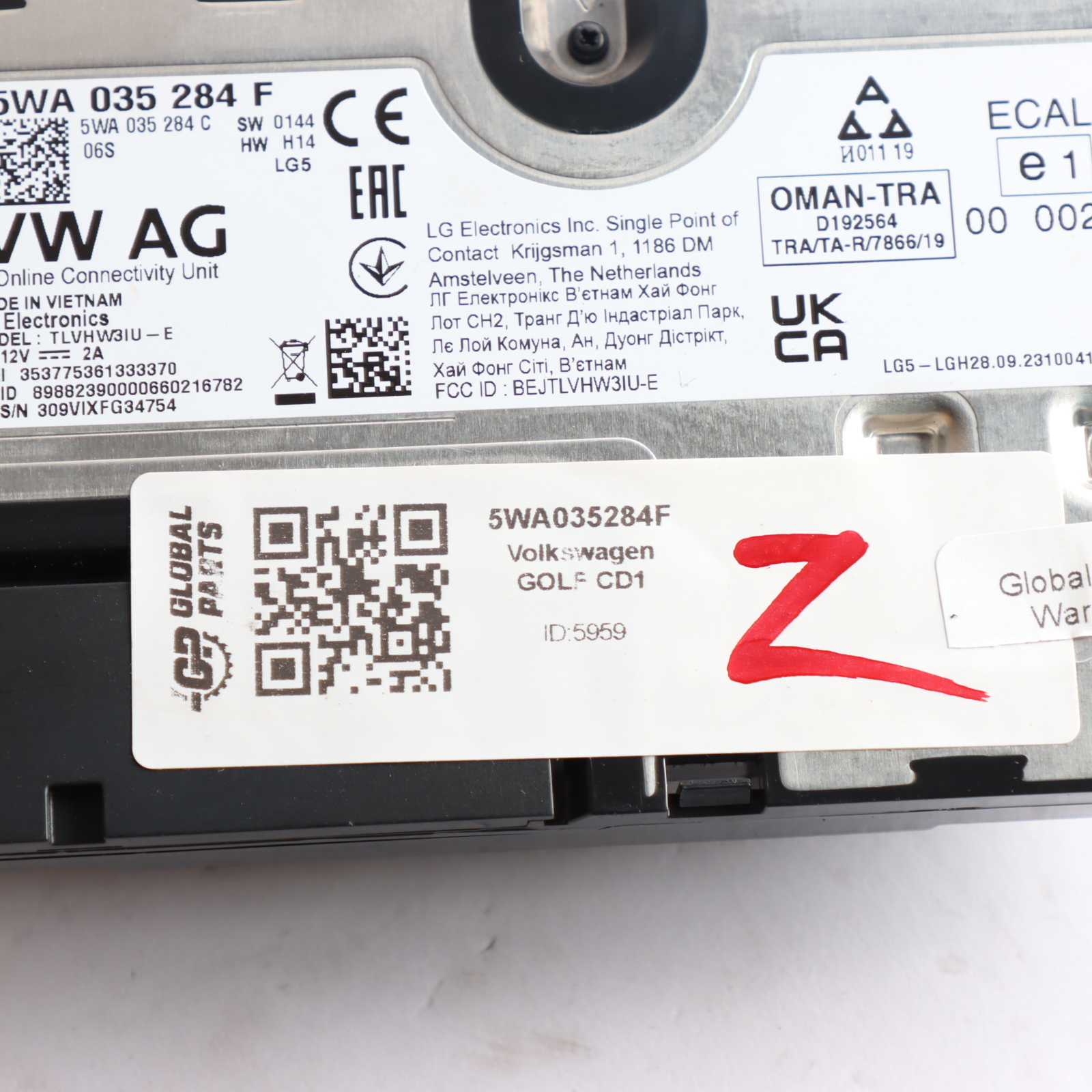 VW Volkswagen Golf Mk8 Moduł Sterownik Usług Online ECU 5WA035284F