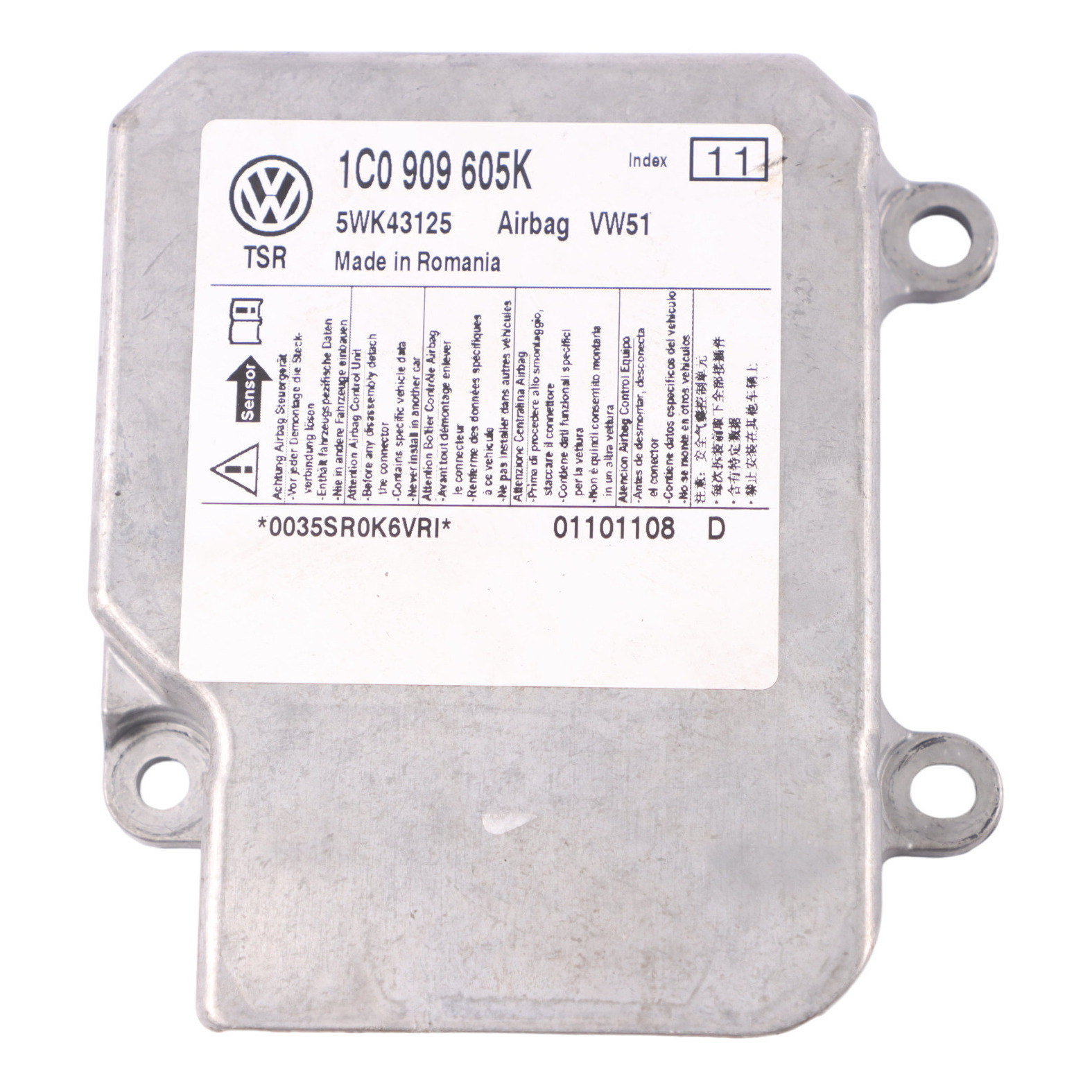 Volkswagen Fox 5Z Moduł ECU Moduł Sterowania Poduszką Powietrza 1C0909605K