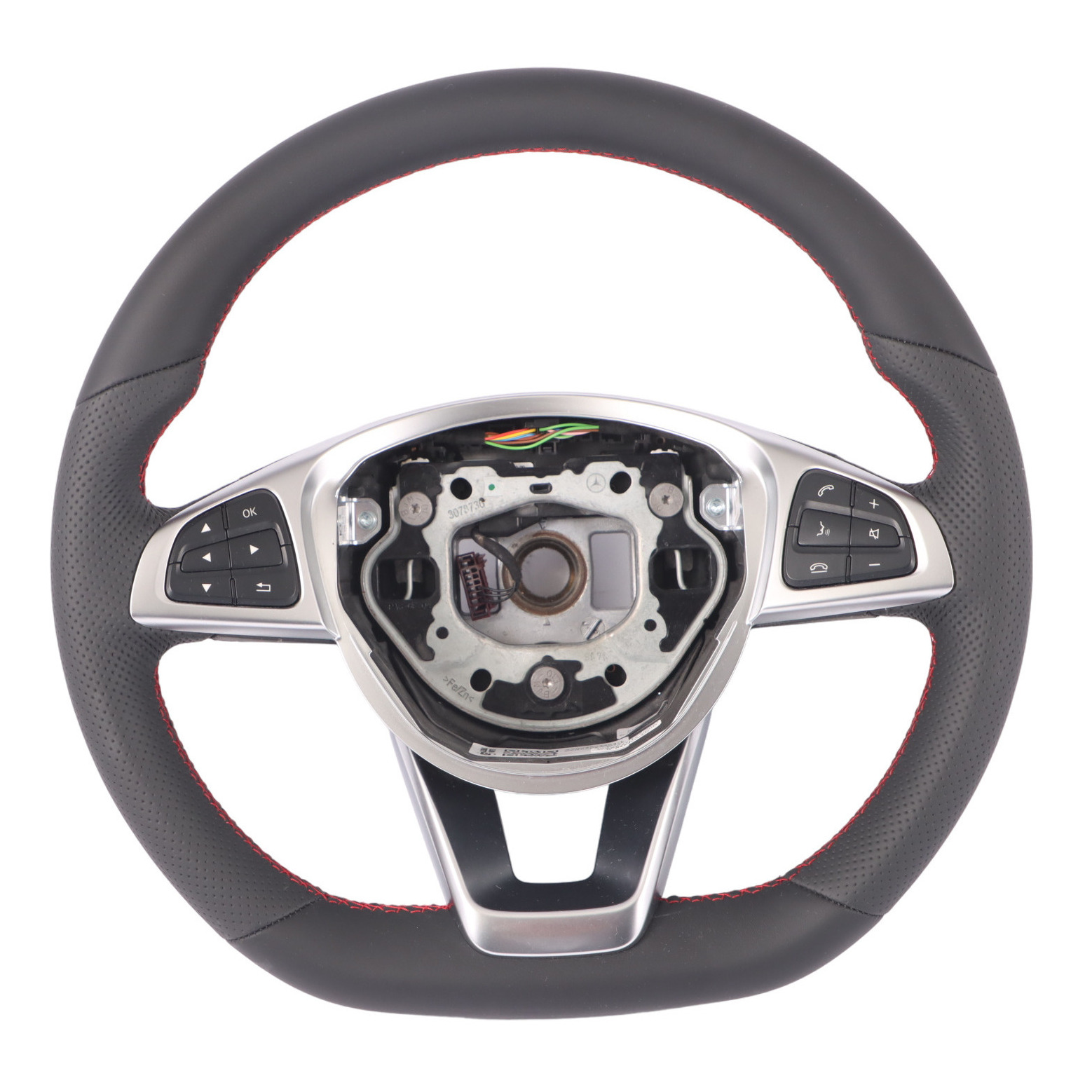 Steering Wheel Mercedes W176 W117 NEW Black Leather Red Threads Multifunction