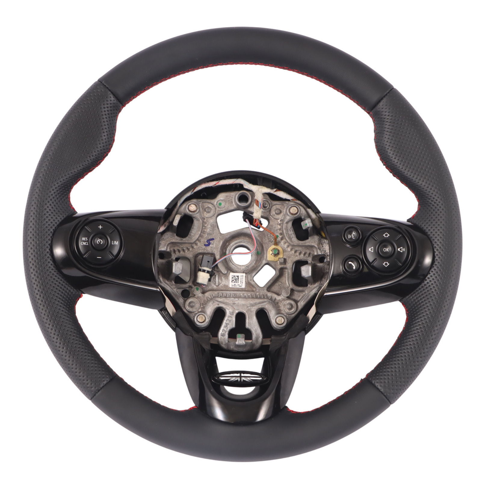 Mini Cooper F54 F55 F56 F60 NEW Black Leather Sport Steering Wheel Red Thread