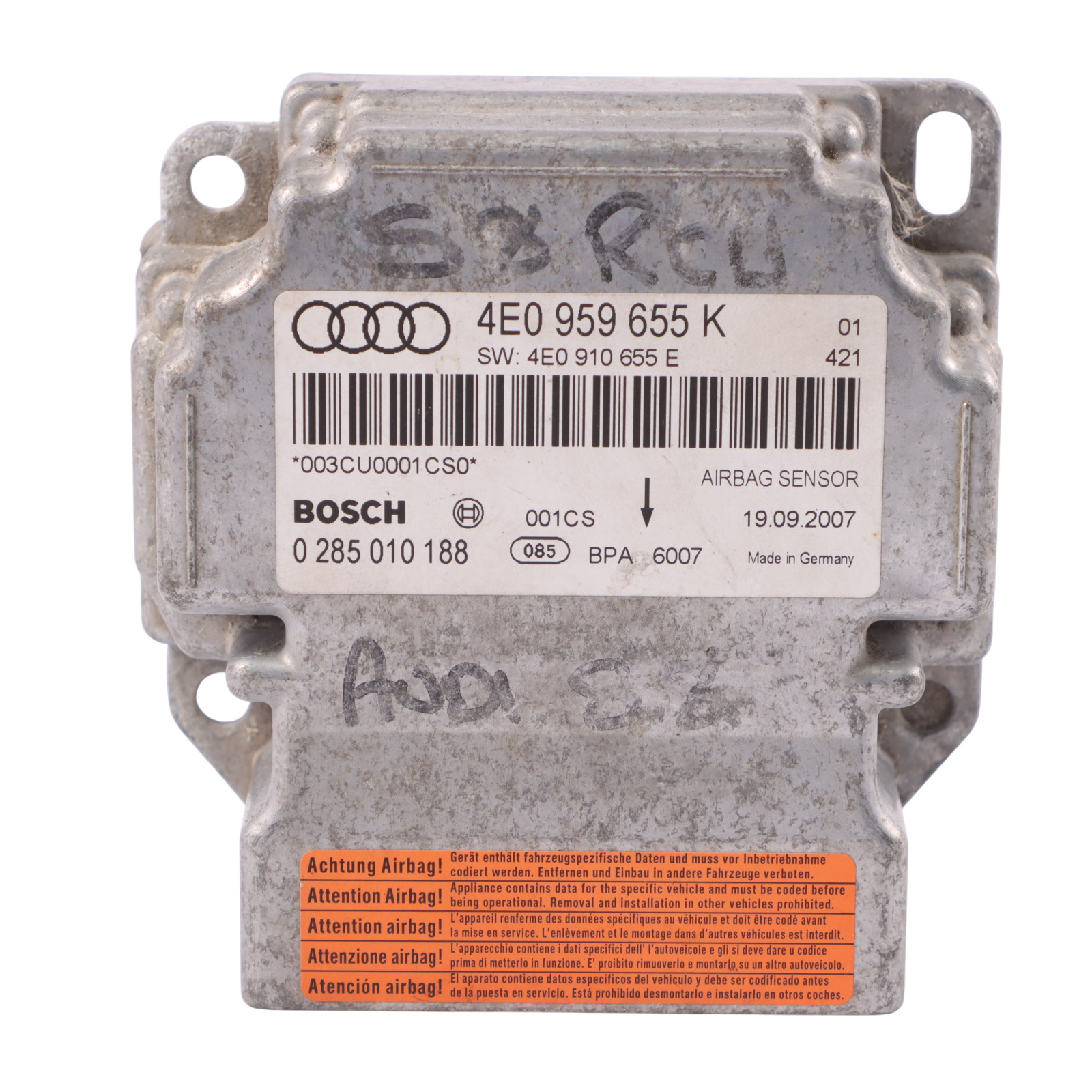 Audi A8 4E S8 D3 Moduł SRS Poduszki Powietrznej Airbag Bosch 4E0959655K