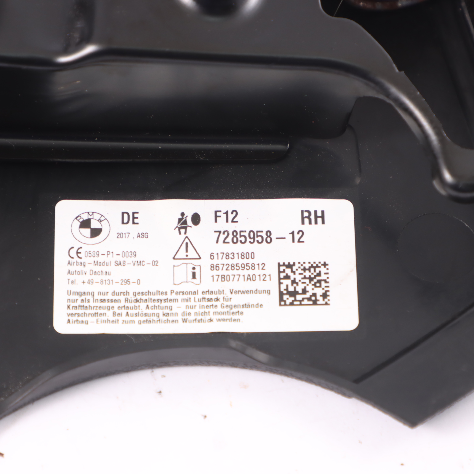 BMW F12 F33 F84 Poduszka Boczna Air Bag Fotela Przód Prawa Czarna 7285958