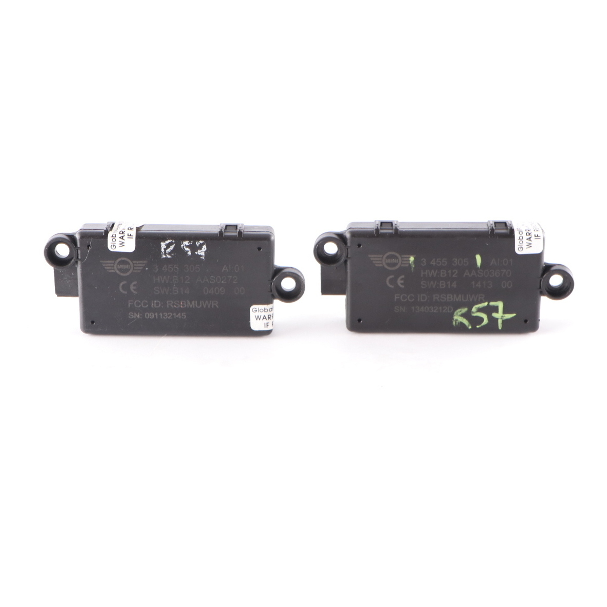 2 x Mini R57 R58 R59 Czujnik Moduł Sterownik Alarmu Drzwi Zestaw 3455305