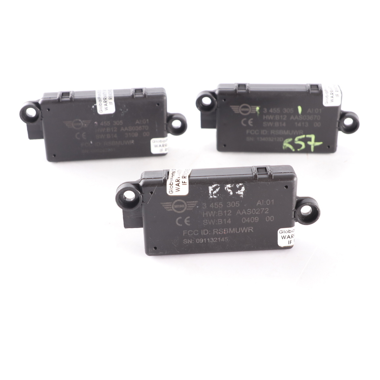 3 x Mini R57 R58 R59 Czujnik Moduł Sterownik Alarmu Drzwi Zestaw 3455305