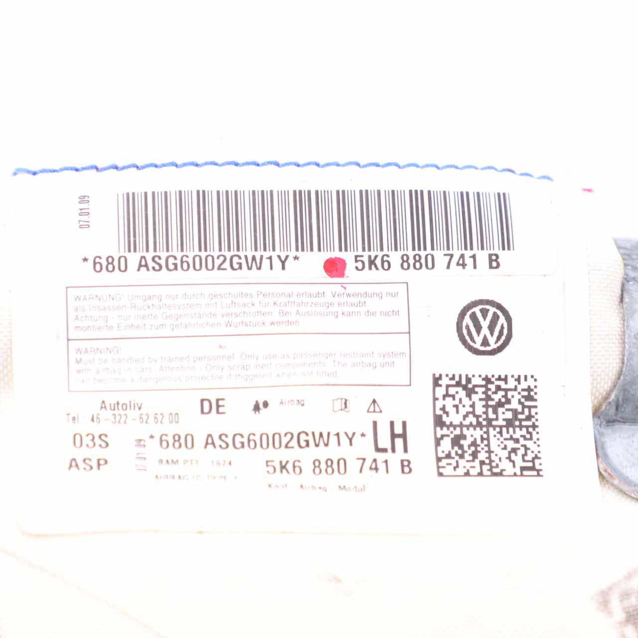 VW Volkswagen Golf 6 Kurtyna Airbag Lewa