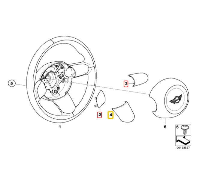 Mini Cooper R50 R52 R53 Kierownica Osłona Pokrywa Kierownicy Plastik Sport 