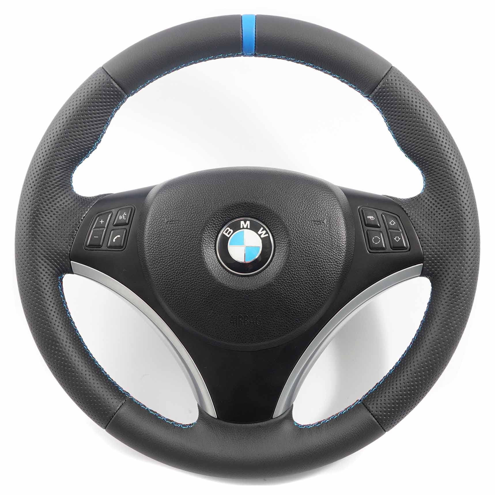 BMW E81 E82 E87 E90 E91 E92 NEW Black Leather M Sport Look Steering Wheel Trim