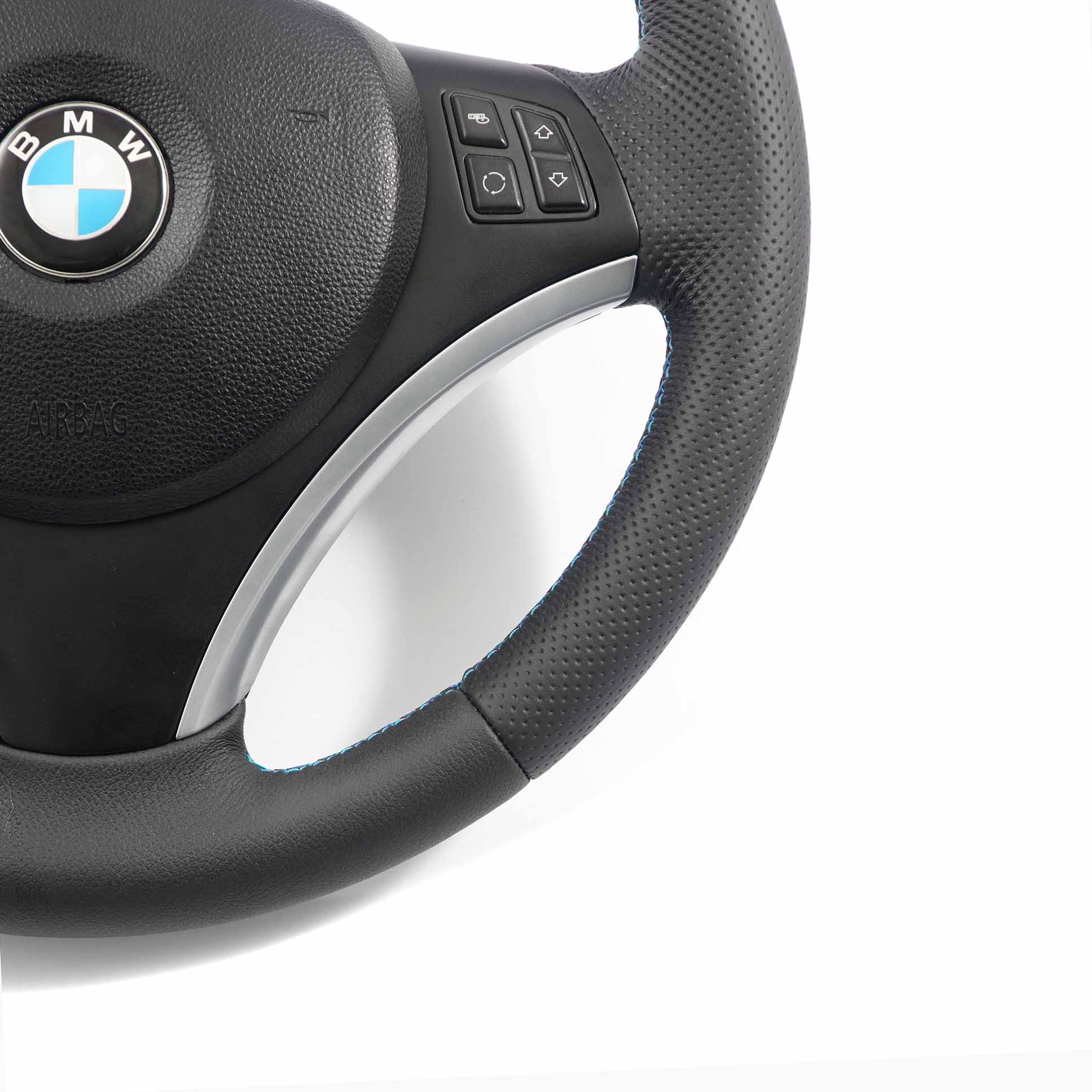 BMW E81 E82 E87 E90 E91 E92 NEW Black Leather M Sport Look Steering Wheel Trim