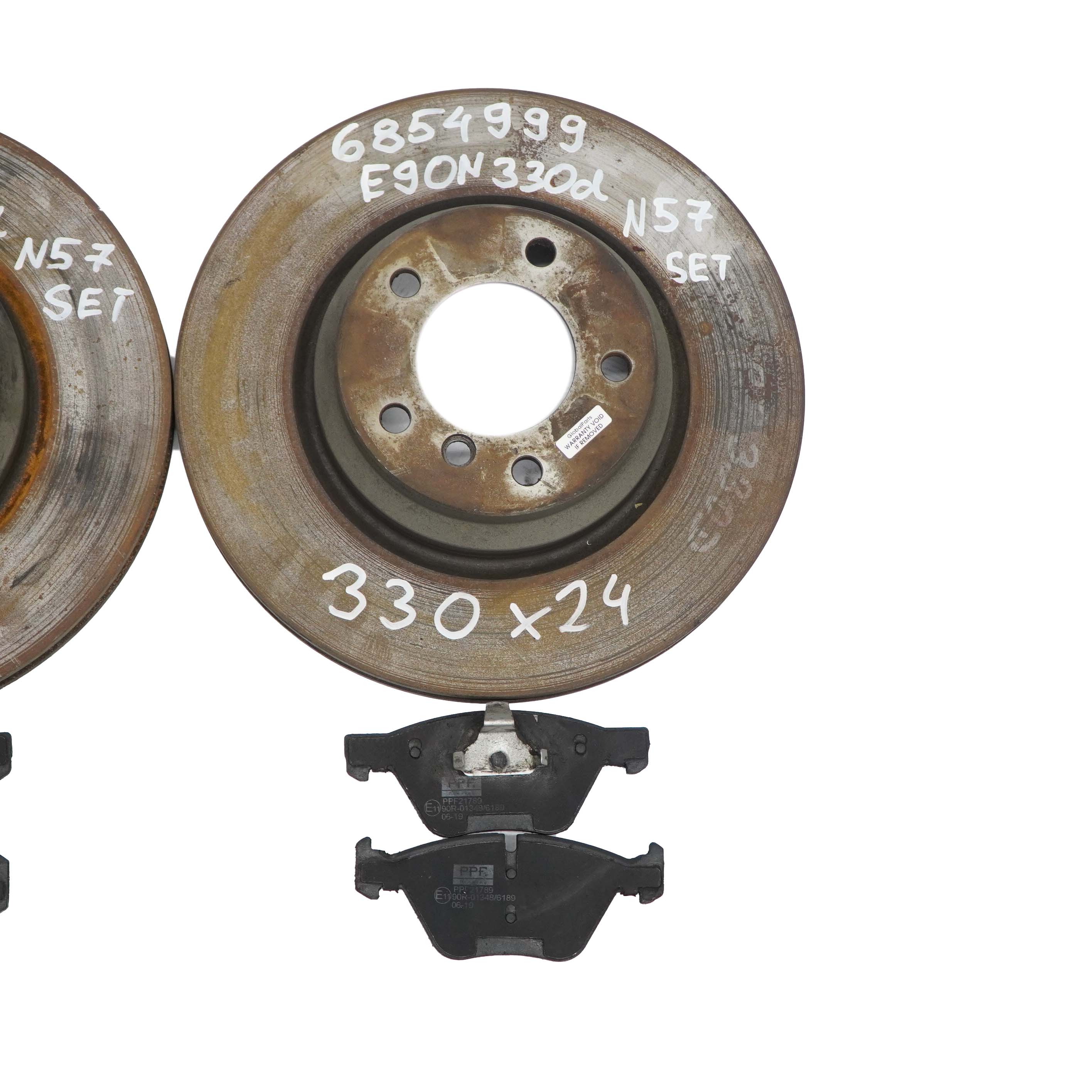 BMW 3 E90 E91 E92 Front Wheel Left Right Ventilated Brake Disc Pad Set 330X24