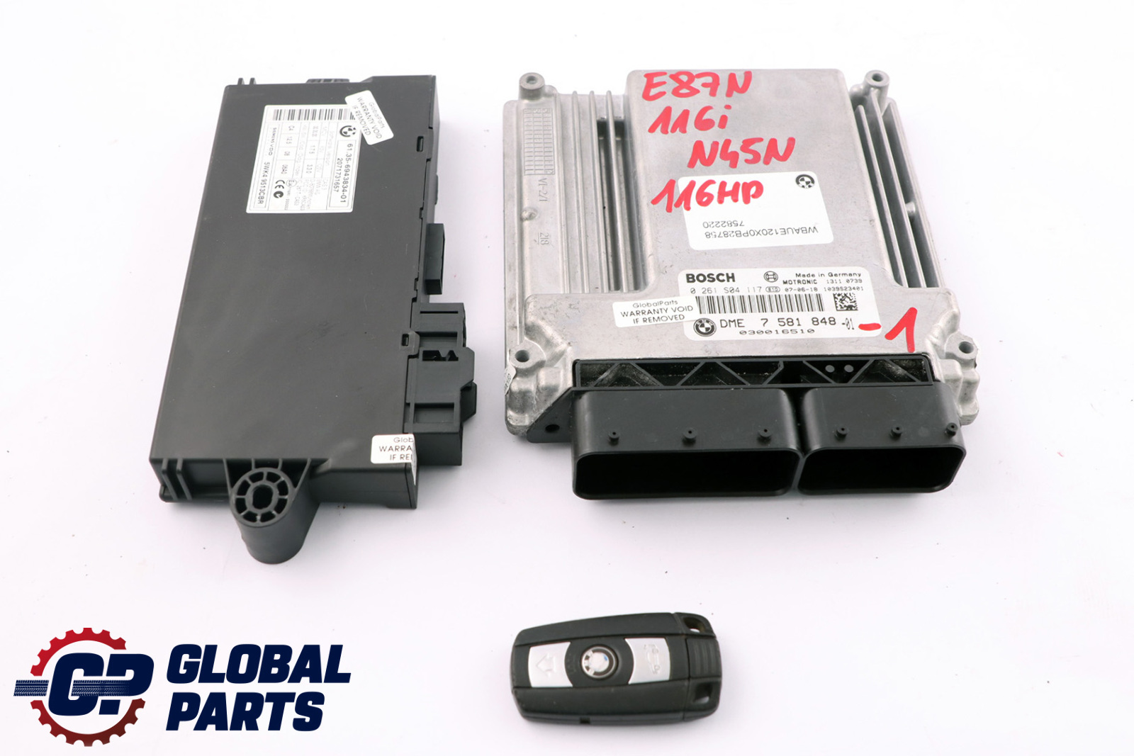 BMW E81 E87 LCI E90 116i 316i N45N Komputer ECU Kit DME CAS3 Klucz 7581848