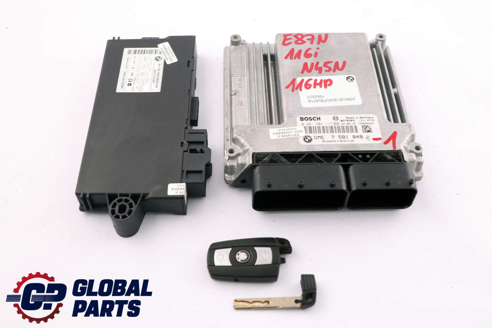 BMW E81 E87 LCI E90 116i 316i N45N Komputer ECU Kit DME CAS3 Klucz 7581848