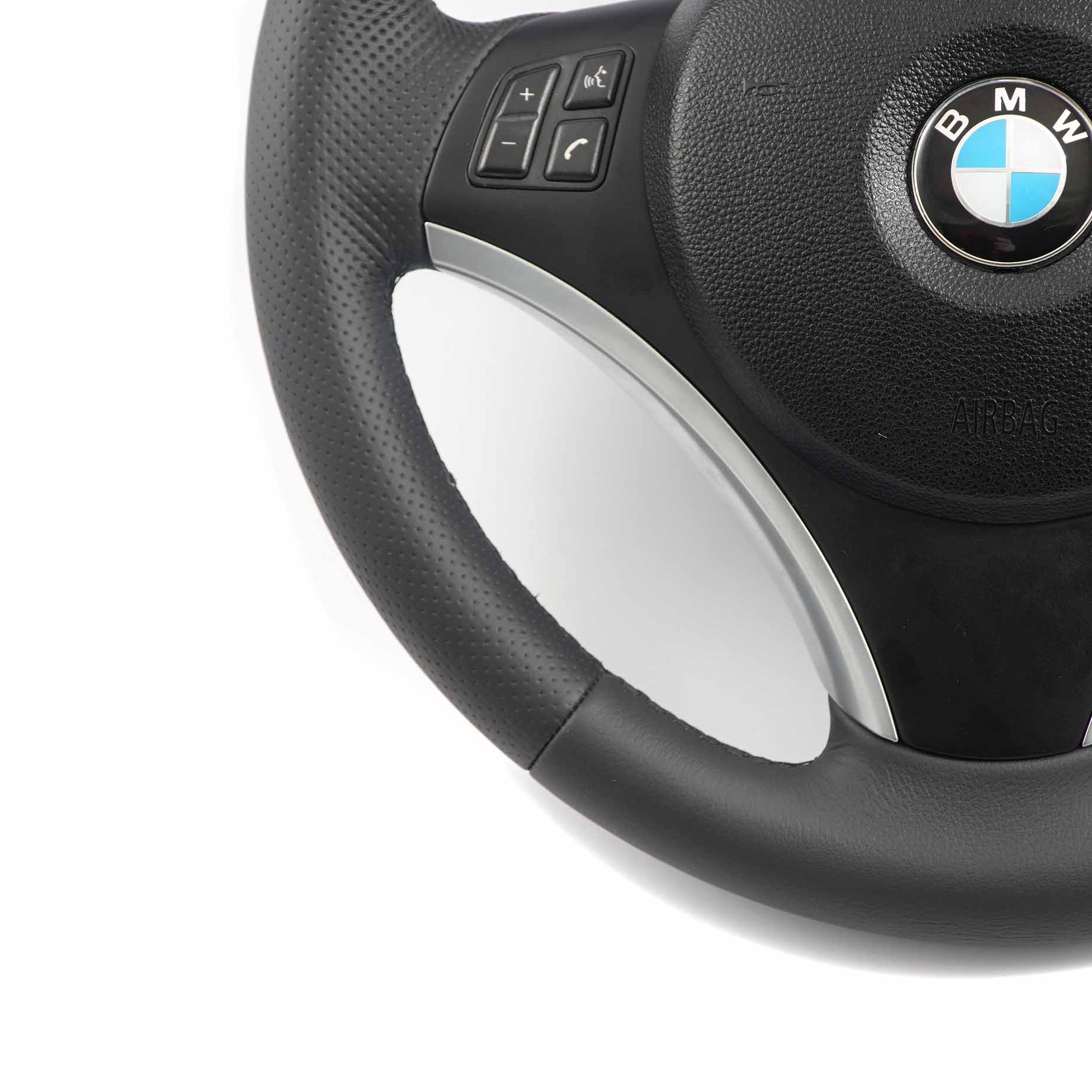 BMW E81 E82 E87 E90 E91 E92 NEW Black Leather M Sport Look Steering Wheel Trim