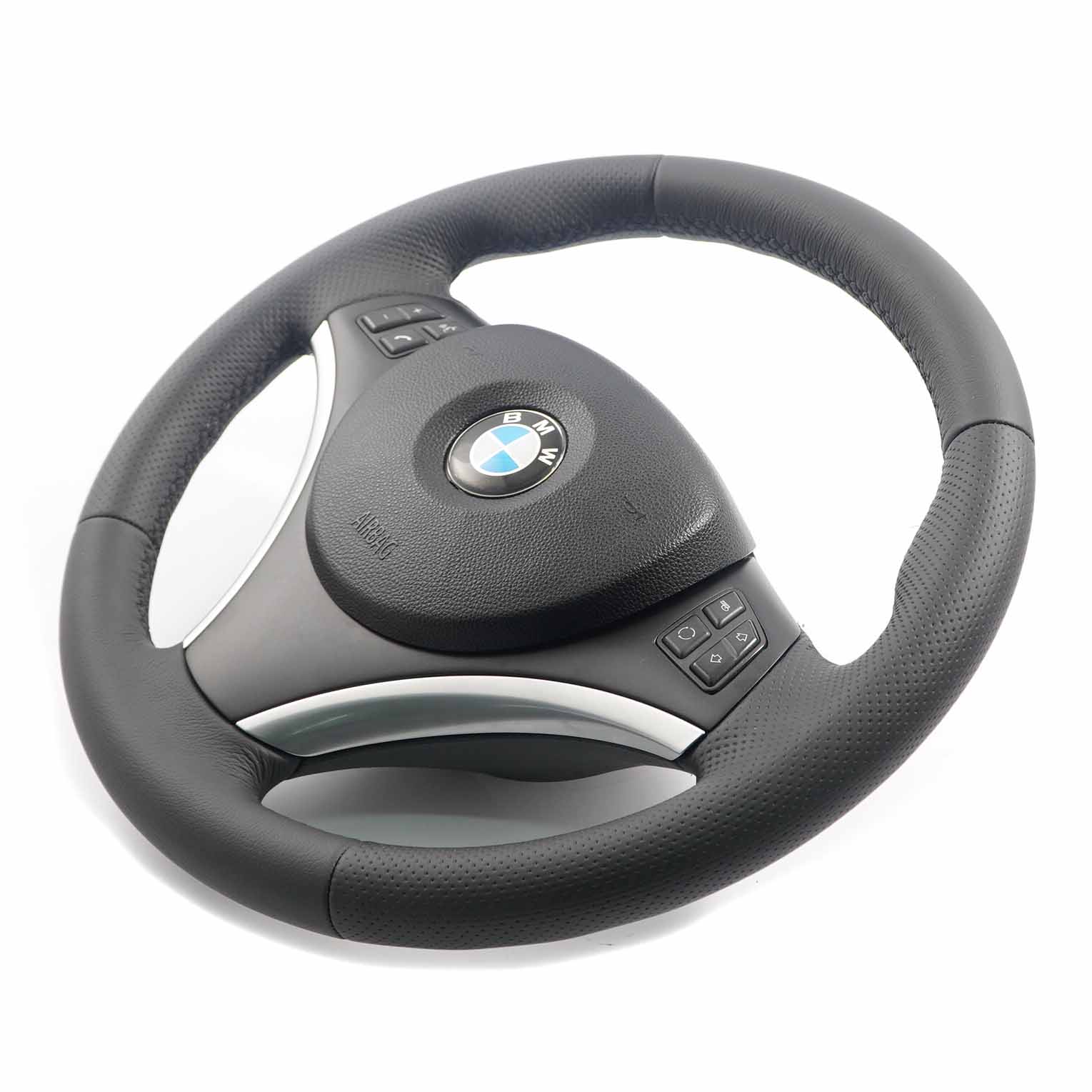 BMW E81 E82 E87 E90 E91 E92 NEW Black Leather M Sport Look Steering Wheel Trim