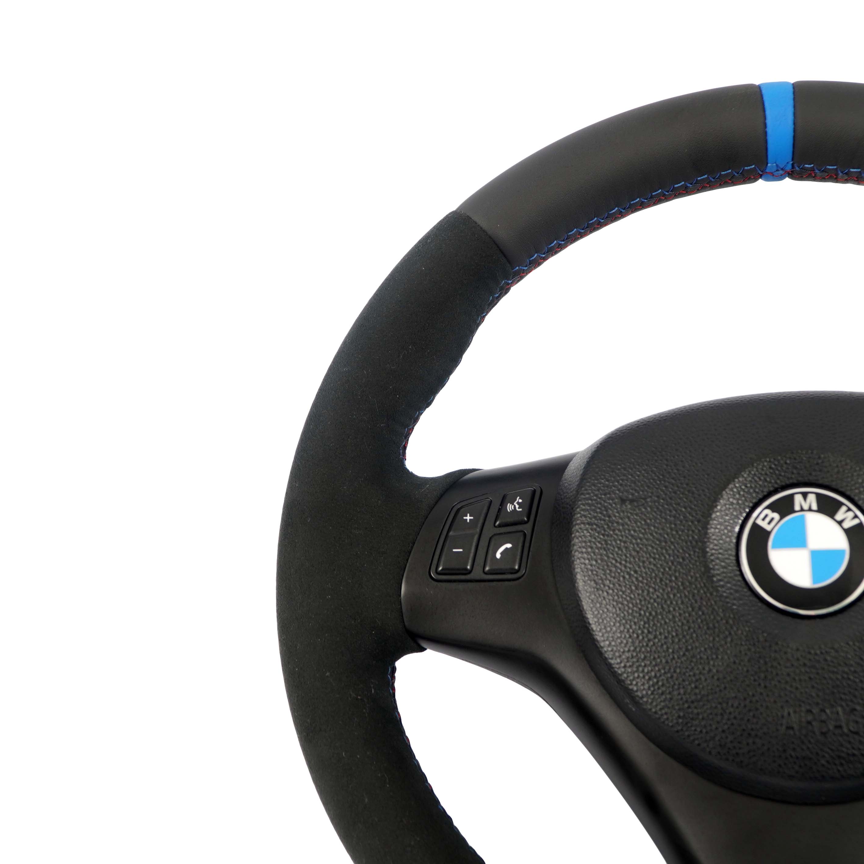 BMW E87 E90 E91 E92 NEW Black Leather / Alcantara M-Sport Steering Wheel Thick 