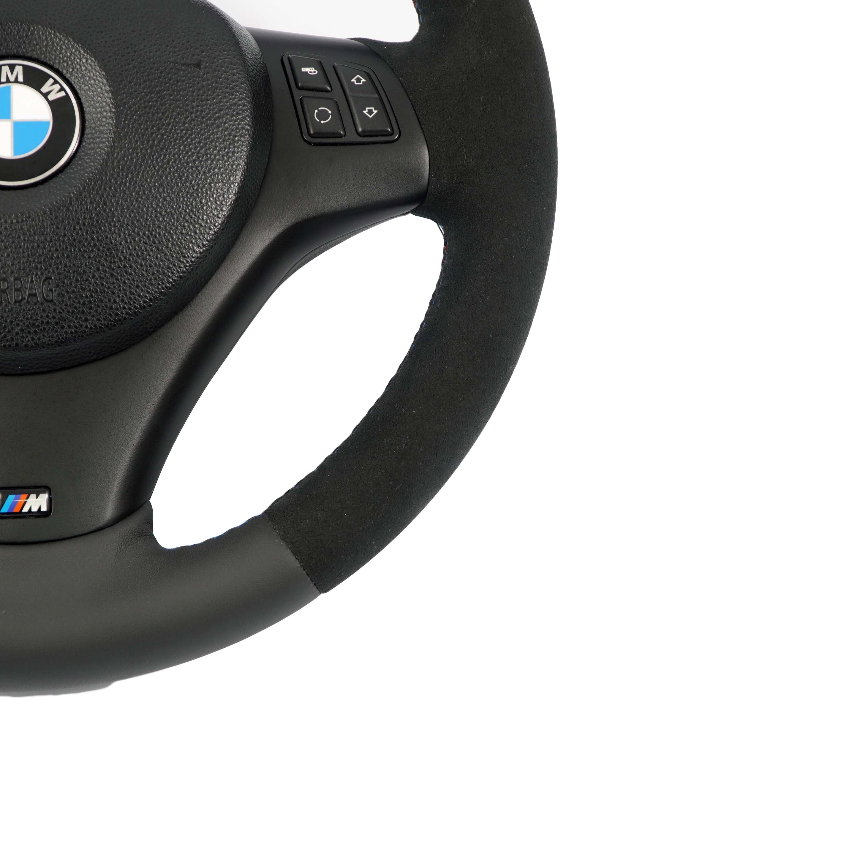 BMW E87 E90 E91 E92 NEW Black Leather / Alcantara M-Sport Steering Wheel Thick 