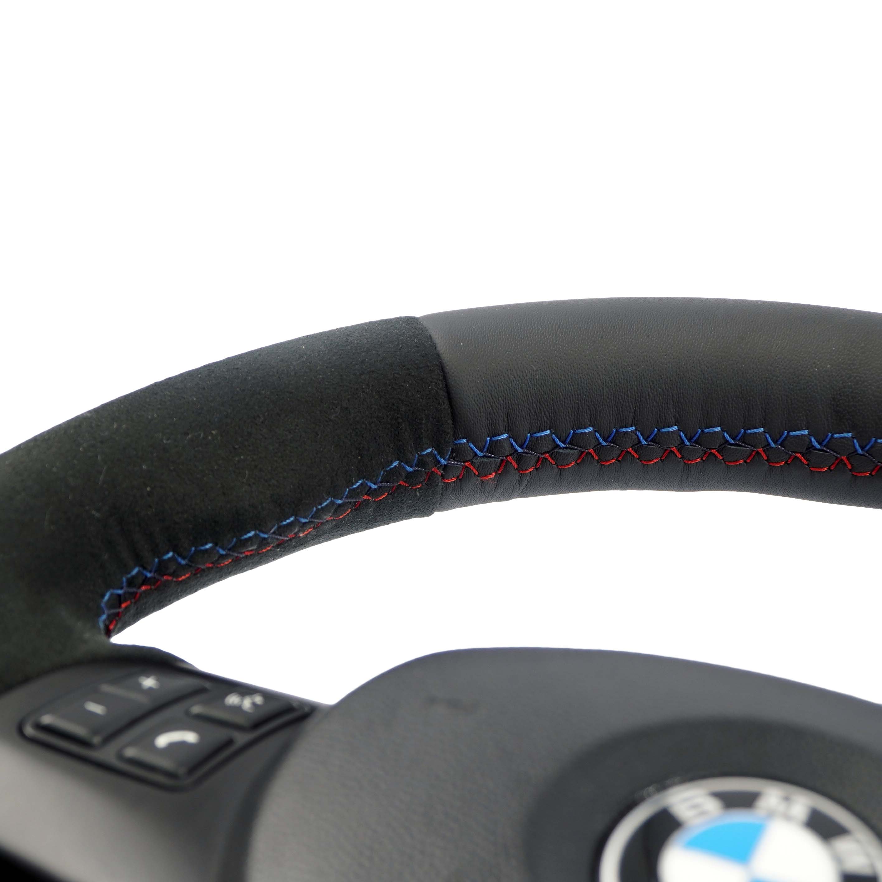 BMW E87 E90 E91 E92 NEW Black Leather / Alcantara M-Sport Steering Wheel Thick 