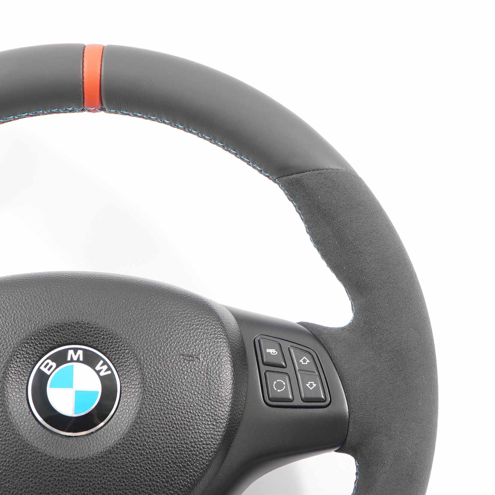 BMW E87 E90 E91 E92 NEW Black Leather / Alcantara M-Sport Steering Wheel Thick 