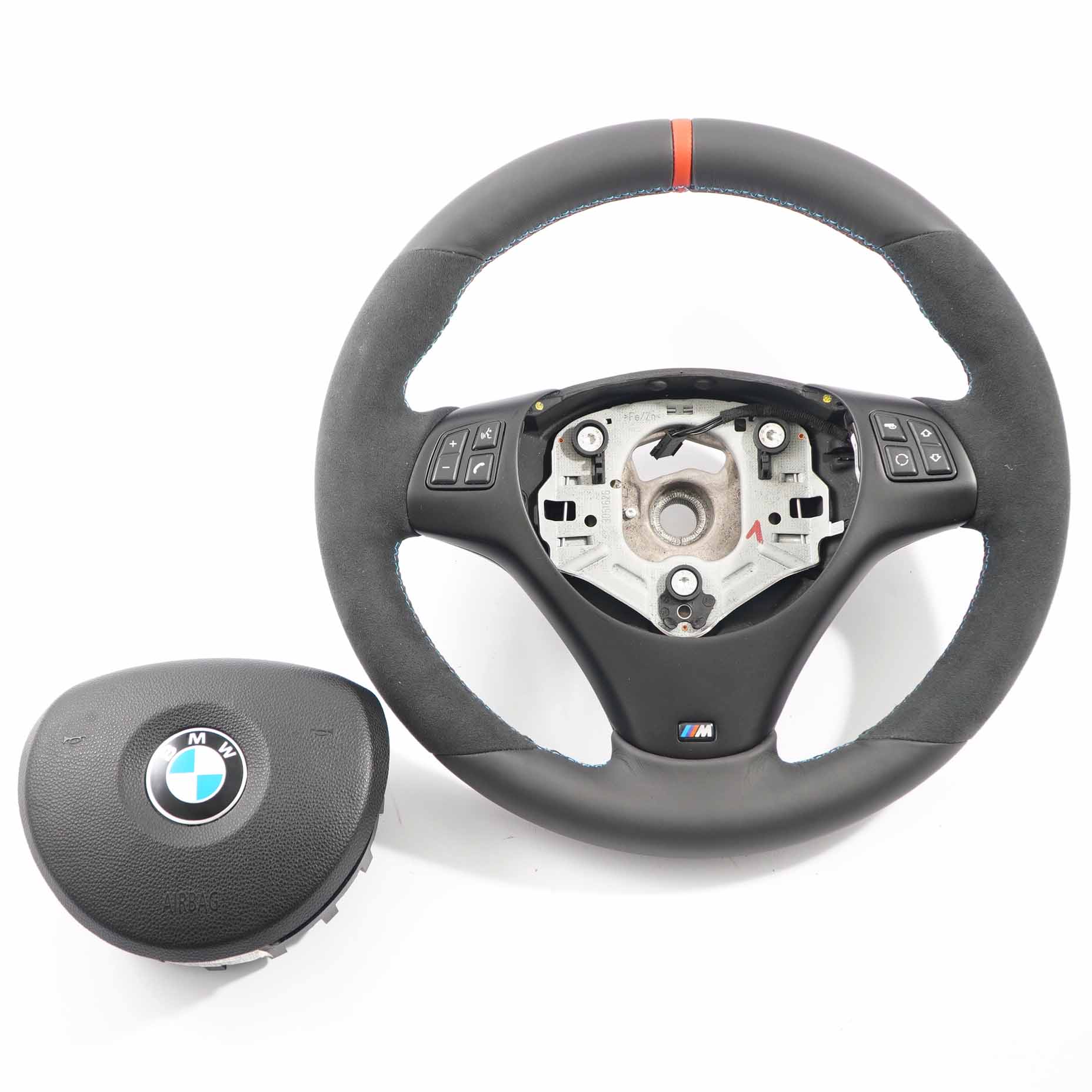 BMW E87 E90 E91 E92 NEW Black Leather / Alcantara M-Sport Steering Wheel Thick 