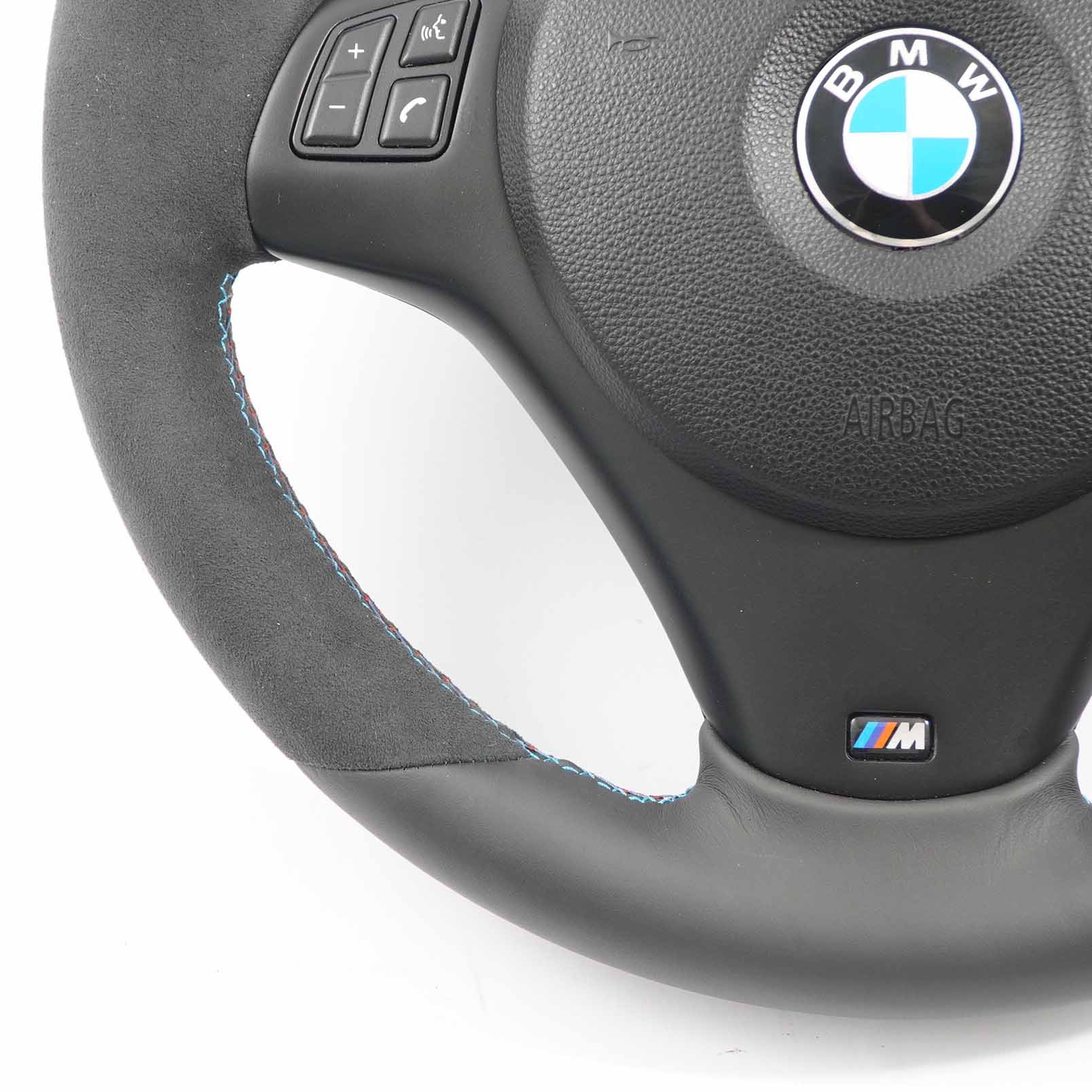 BMW E87 E90 E91 E92 NEW Black Leather / Alcantara M-Sport Steering Wheel Thick 