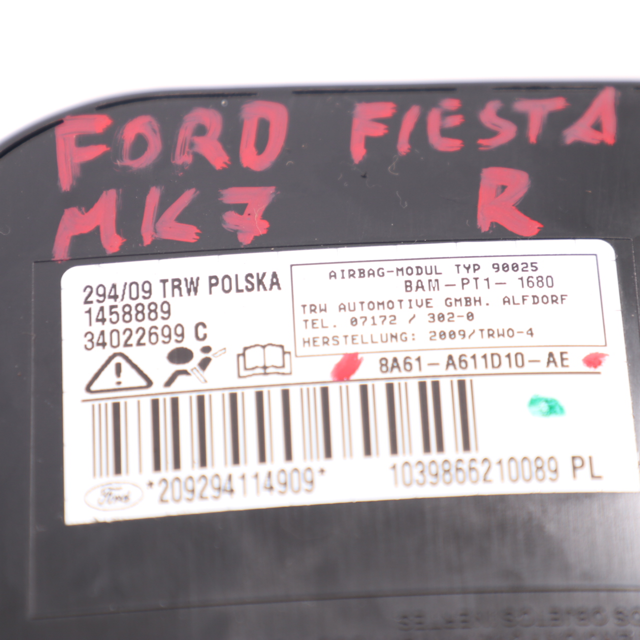 Ford Fiesta MK7 Poduszka Fotela Prawy Przód