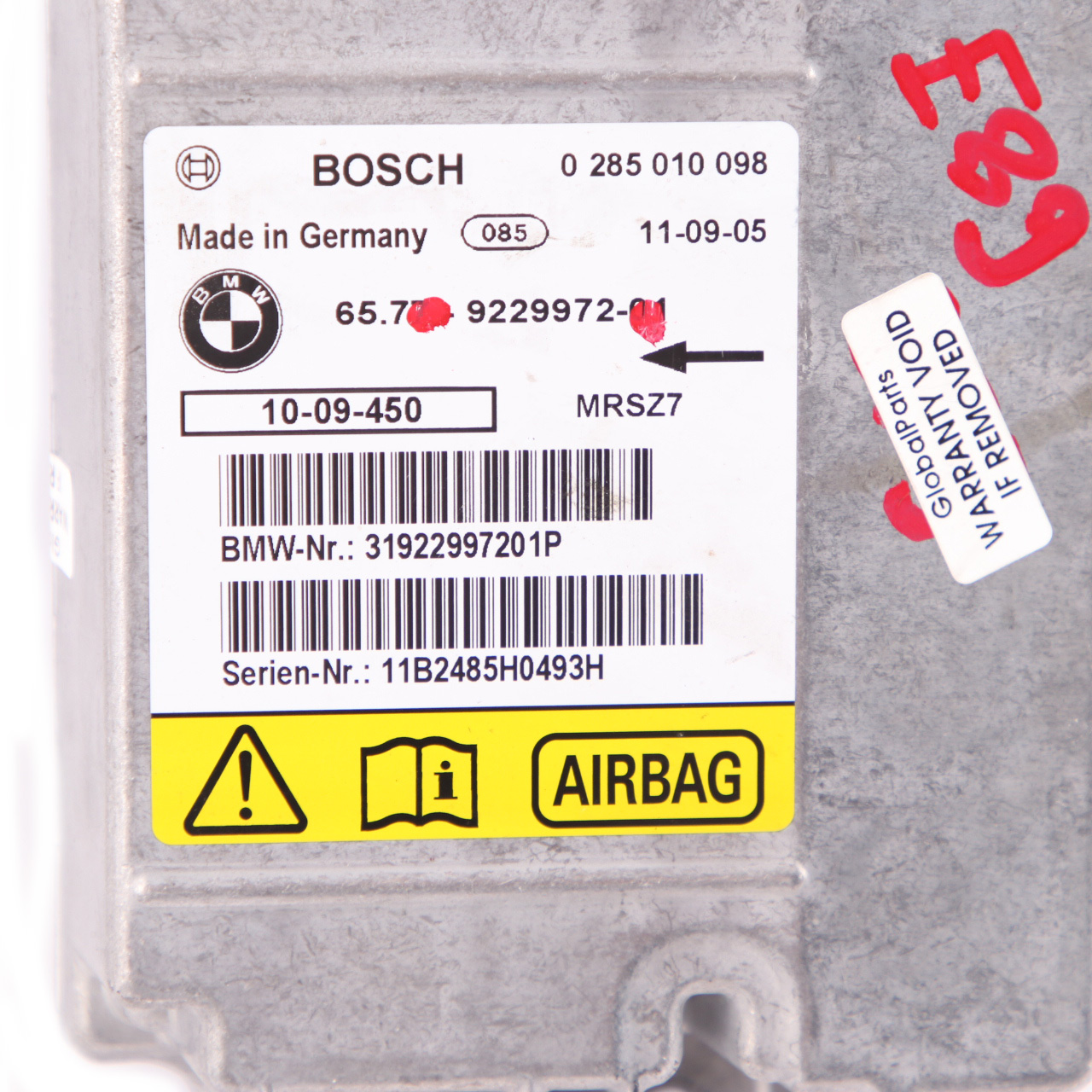 BMW Z4 E89 Kabriolet Cabrio Sterownik Moduł Airbag ECU 9229972