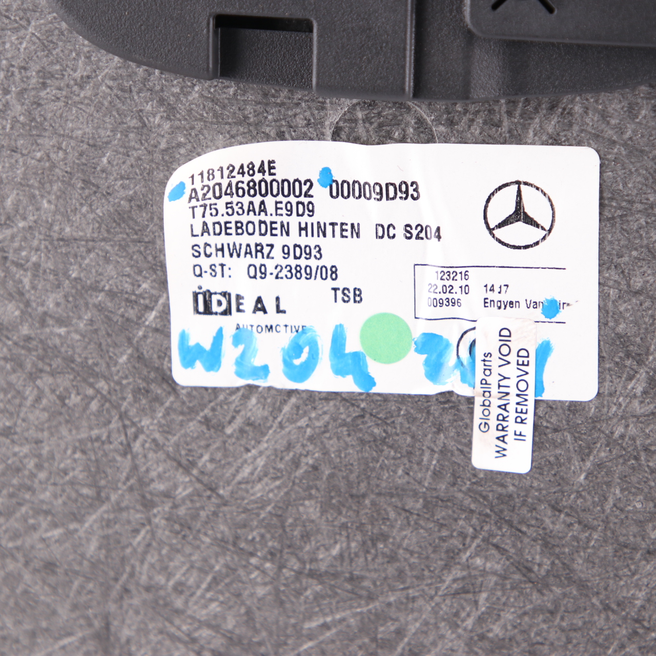 Mercedes S204 Podłoga Bagażnika Wykładzina Bagażnik Tył A2046800002