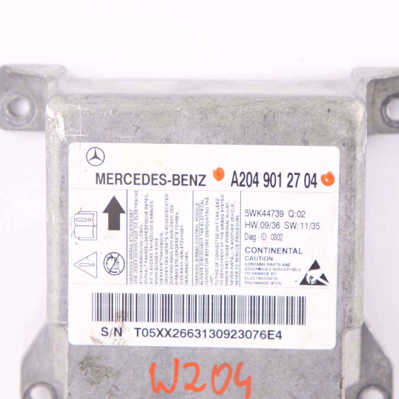 Mercedes W204 Moduł Poduszek Airbag A2049012704