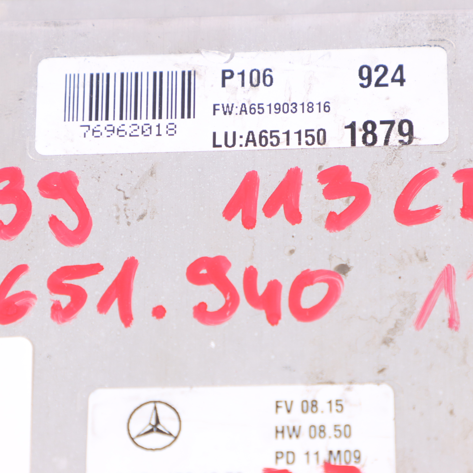 Mercedes Vito W639 OM651.940 136HP Sterownik Silnika A6511501879 Zestaw